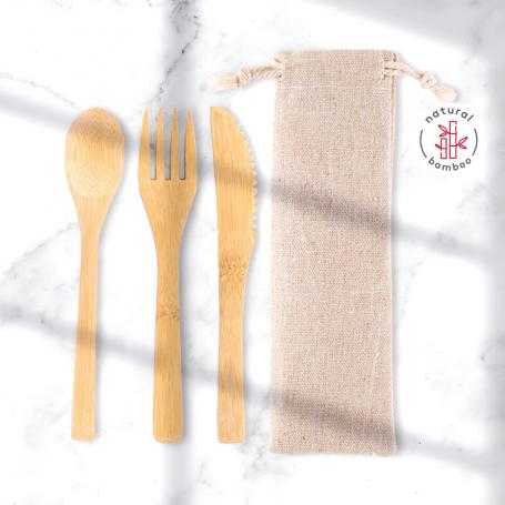 SET DE CUBIERTOS DE BAMBU CORAL